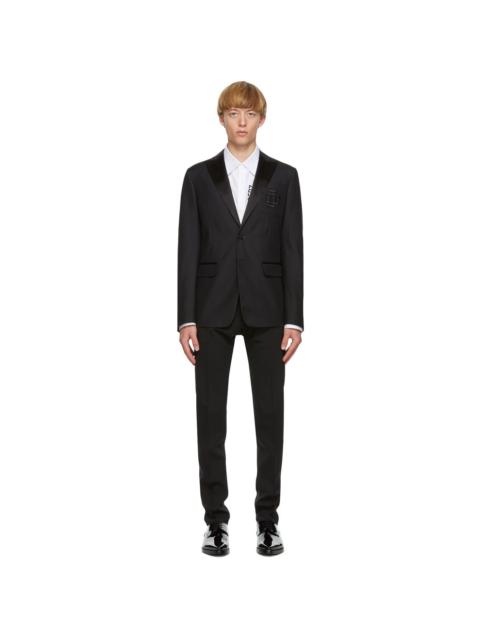 DSQUARED2 Black Wool & Silk Logo Blazer