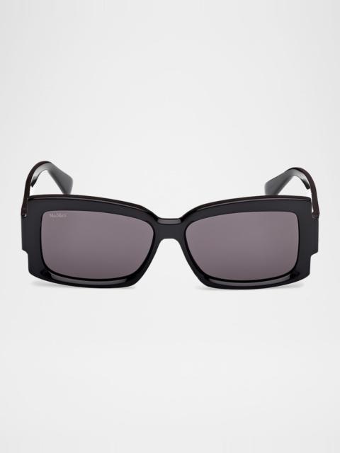 Max Mara Lee-3 Acetate Rectangular Sunglasses