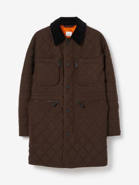 Burberry Corduroy Collar Diamond Quilted Wool Barn Jacket
