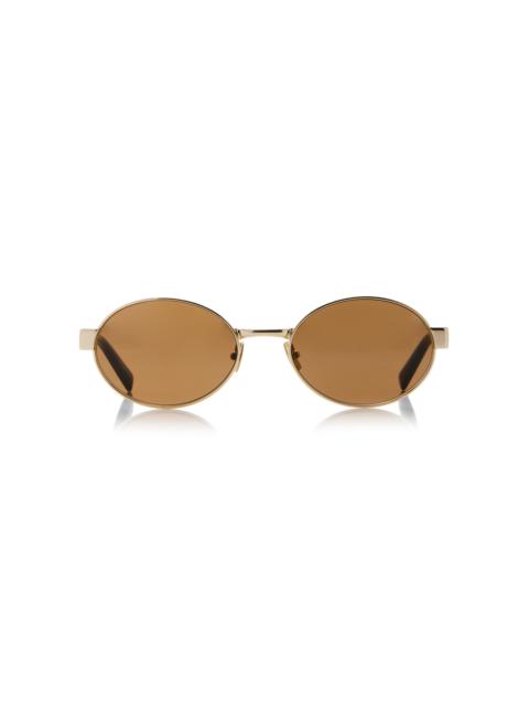 SAINT LAURENT Round-Frame Metal Sunglasses brown