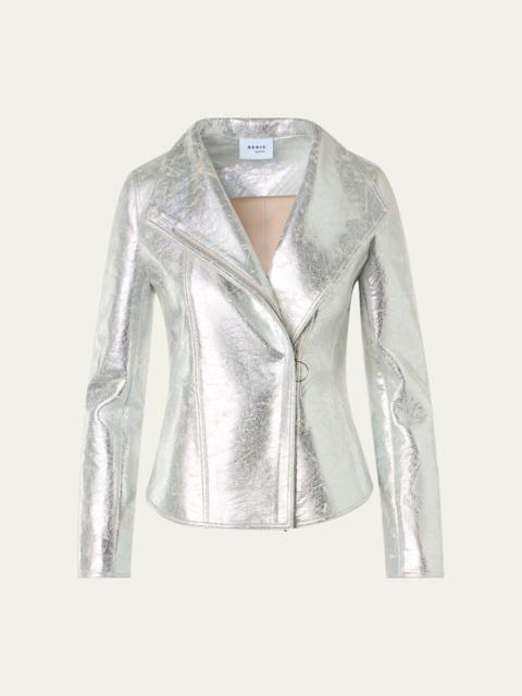 AKRIS Metallic Leather Moto Jacket