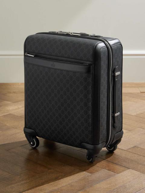 GUCCI Leather-Trimmed Monogrammed Coated-Canvas Suitcase