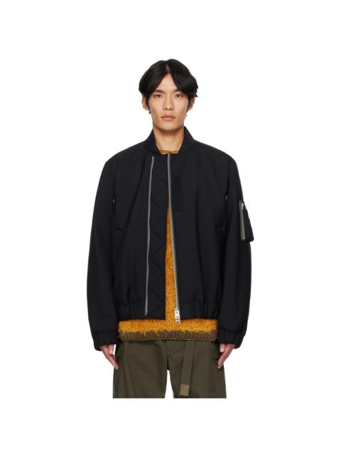 sacai Black Suiting Blouson Bomber Jacket