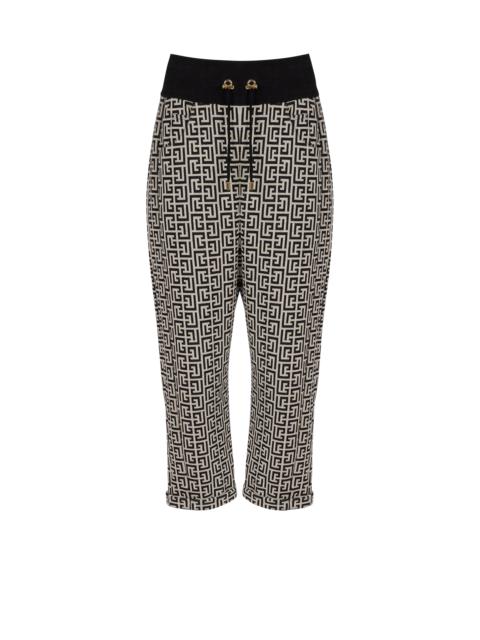 Balmain Bicolor knit boyfriend cut sweatpants with Balmain monogram