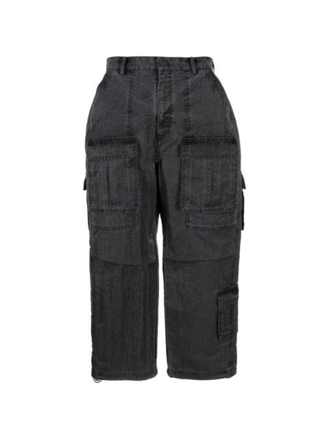 cropped denim cargo trousers