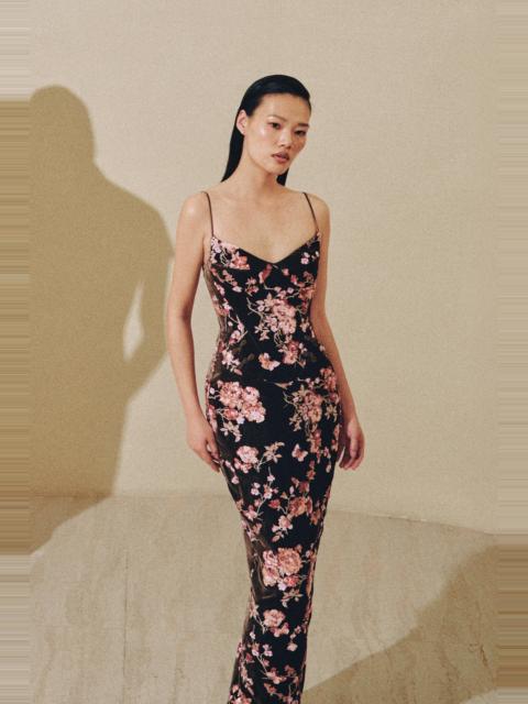 SAU LEE ROSELLA EMBROIDERED GOWN