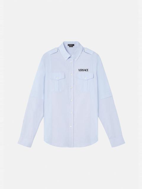 VERSACE Logo Embroidered Cotton Poplin Shirt