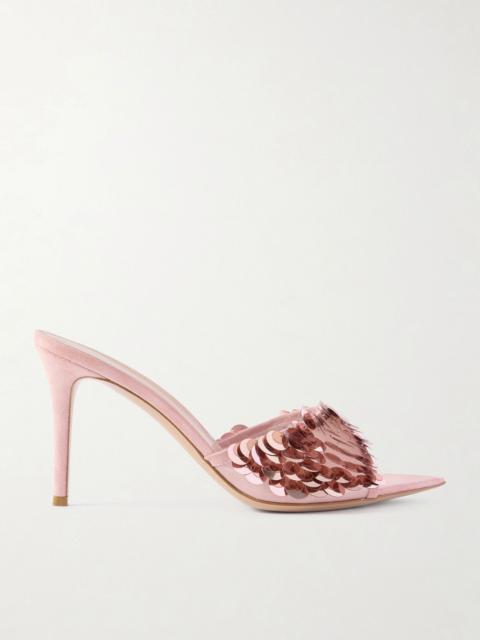 Gianvito Rossi 85 sequined mesh mules Pink