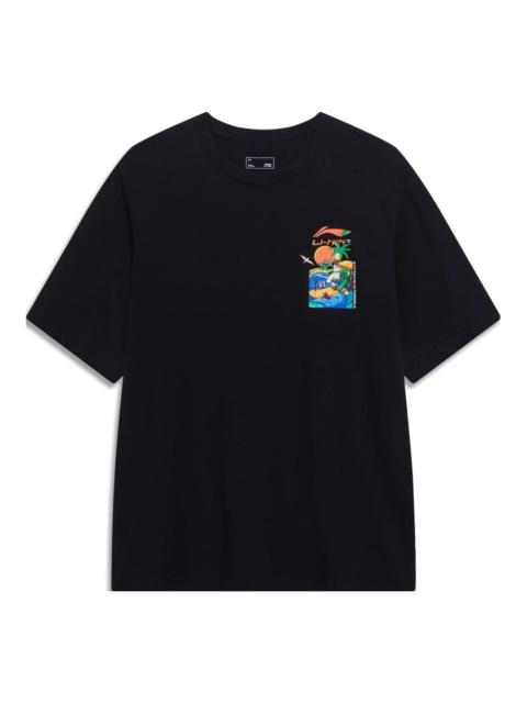 Li-Ning Logo Sportslife Casual T-Shirt 'Black' AHST177-4