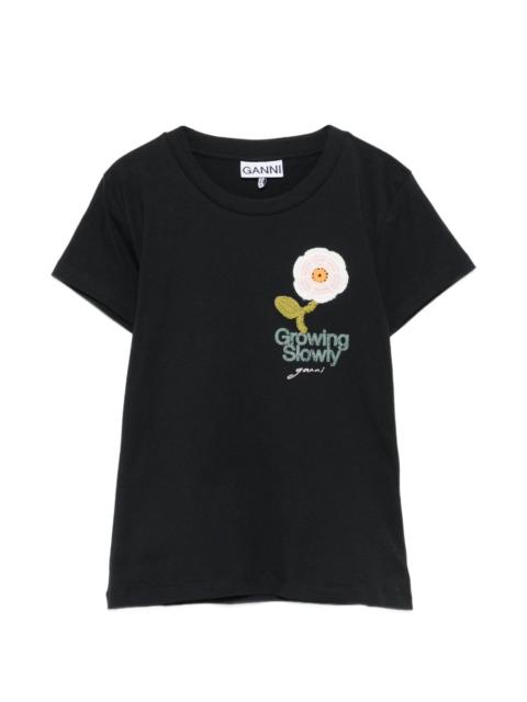 GANNI crochet-patch baby T-shirt