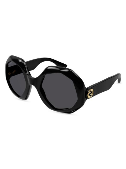 GUCCI Women's 57MM Geometric Sunglasses - Black Dark Grey
