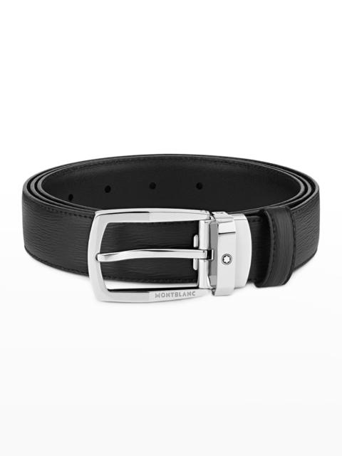 Montblanc Men's Trapeze Textured Cowhide Leather Belt