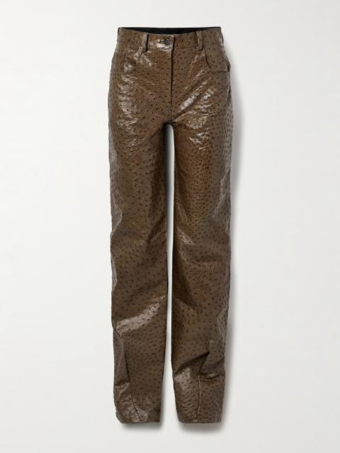 16ARLINGTON Vante Ostrich-effect Leather Straight-leg Pants