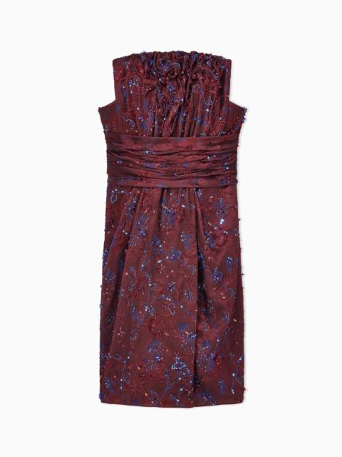 GIORGIO ARMANI STRAPLESS EVENING DRESS WITH FLORAL EMBROIDERY AND BEADING