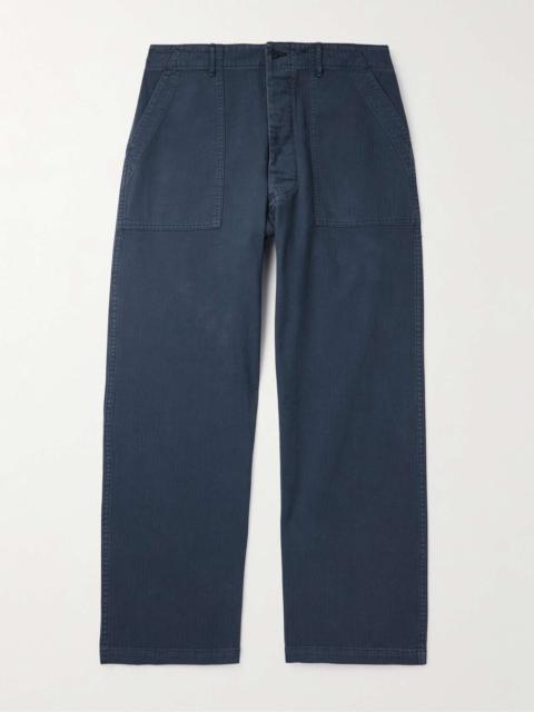 orSlow Straight-Leg Herringbone Cotton Trousers