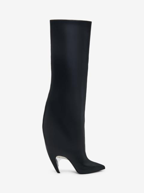 Women's Armadillo Thigh-high Boot in Black/silver
