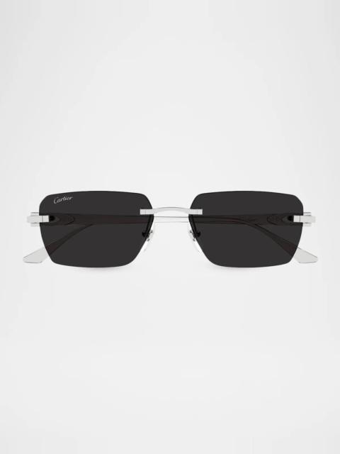Cartier Motifs De Cartier Ct0660S Plated Titanium Rimless Rectangular Sunglasses