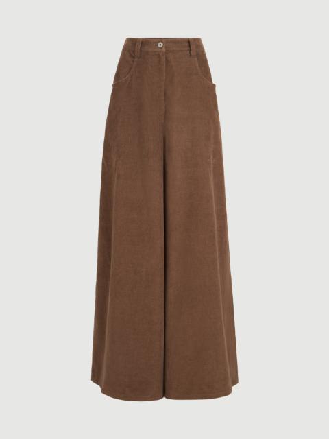 Brunello Cucinelli Stretch cotton and cashmere corduroy five-pocket maxi trousers with monili