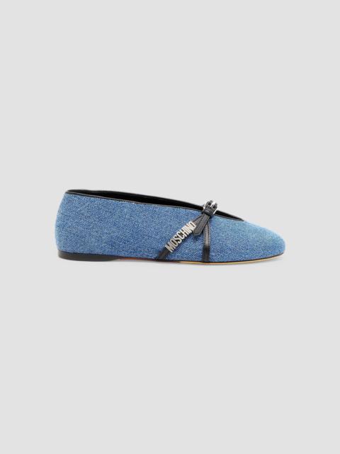 Moschino Women's Duck Denim Ballet Flats - Denim Black
