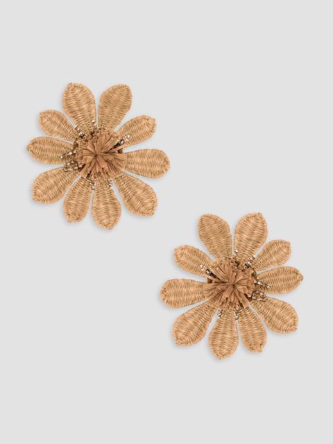 Oscar de la Renta Women's Goldtone, Raffia & Glass Flower Clip-On Stud Earrings - Natural
