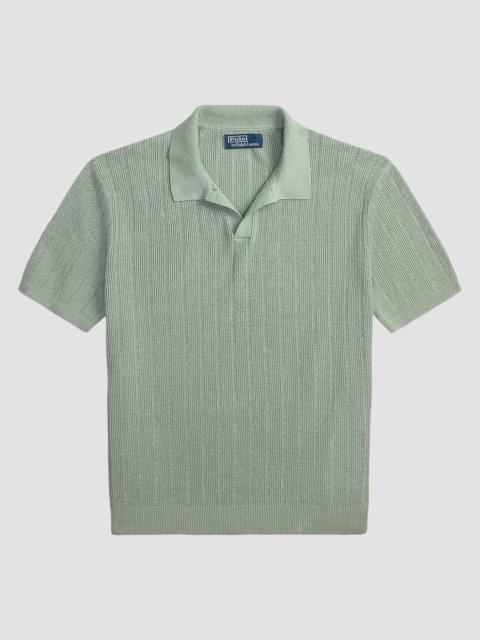 Polo Ralph Lauren Men's Linen Rib-Knit Short-Sleeve Polo Sweater - Light Green