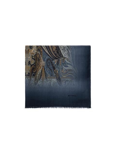 Etro ETRO Blue Wool Scarf New & Authentic