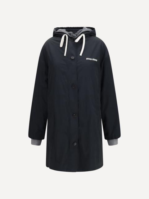 Miu Miu Panama and fleece single-breasted Peacoat
