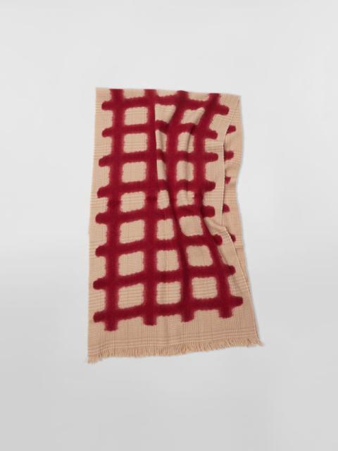 Marni CHECK DESIGN SPRAYED WOOL SCARF