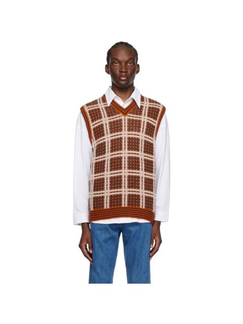 Marni Orange & Brown Plaid Vest