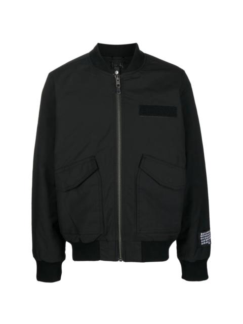 patch-detail zip-up bomber jacket