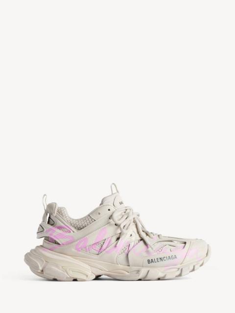 BALENCIAGA Women's Track Signature Sneaker in Beige/pink