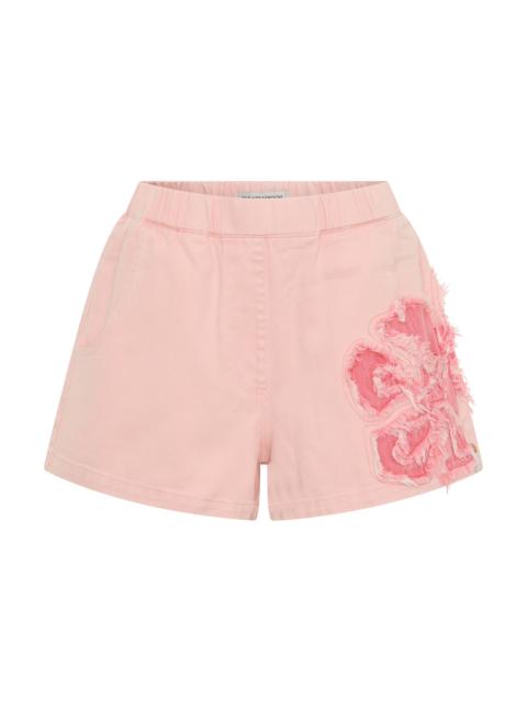 ONE TEASPOON Funks High Waist Frayed Elasticated Flippy Denim Shorts - Pink Petal