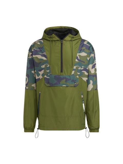 adidas neo U Util Wb 1 Printing Pattern Half Zipper Hooded Jacket Green HN2424