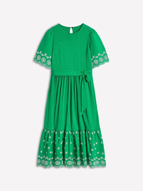 BODEN Isabel Broderie Mix maxi Dress-Rich Emerald