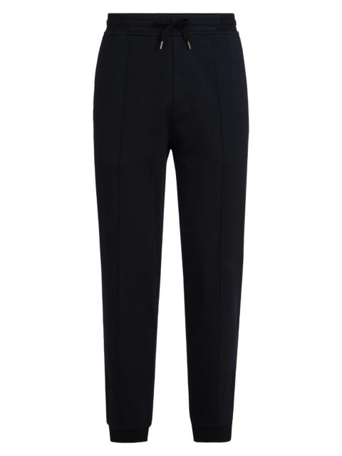 Brunello Cucinelli Men's Techno Cotton French Terry Trousers with Crête Detail - Black