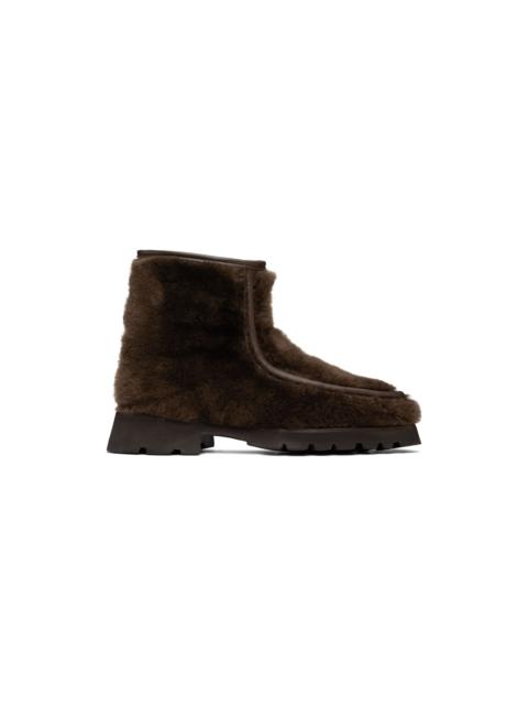 HEREU Brown Armenta Low Zipped Boots