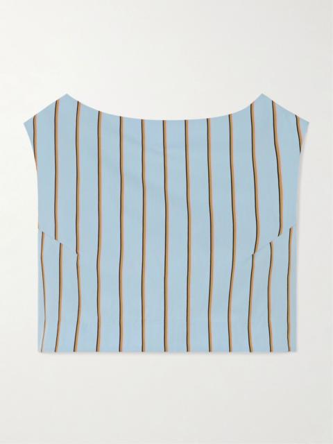 DESTREE Richard cropped striped twill top Light blue