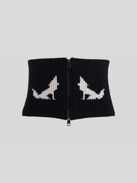 Etro WIDE JACQUARD KNIT BELT WITH WOLVES