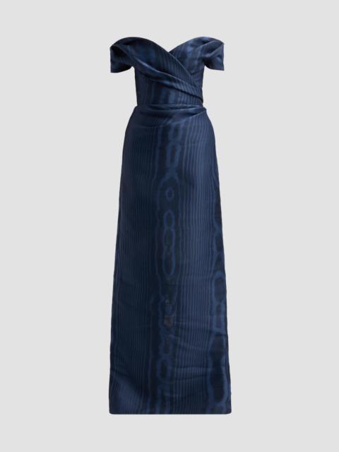 Oscar de la Renta Women's Moire Silk Off-the-Shoulder Gown - Navy