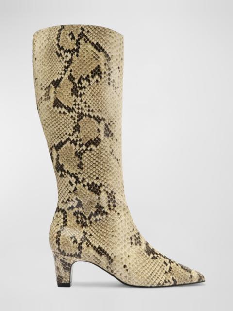 SCHUTZ Dellia Snake-Embossed Kitten Ankle Boots