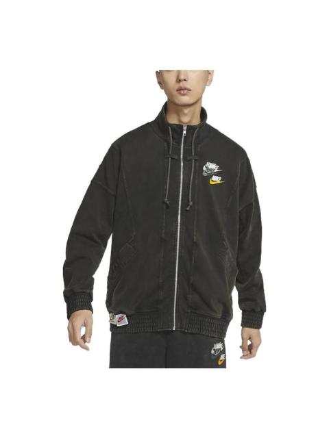 Nike Nike Sportswear Stand Collar Logo Casual Long Sleeves Jacket Black DV3314-010