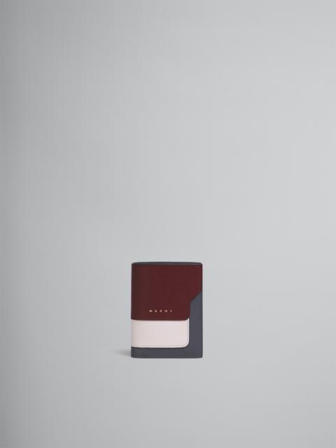 Marni RED PINK AND GREY SAFFIANO LEATHER BI-FOLD WALLET
