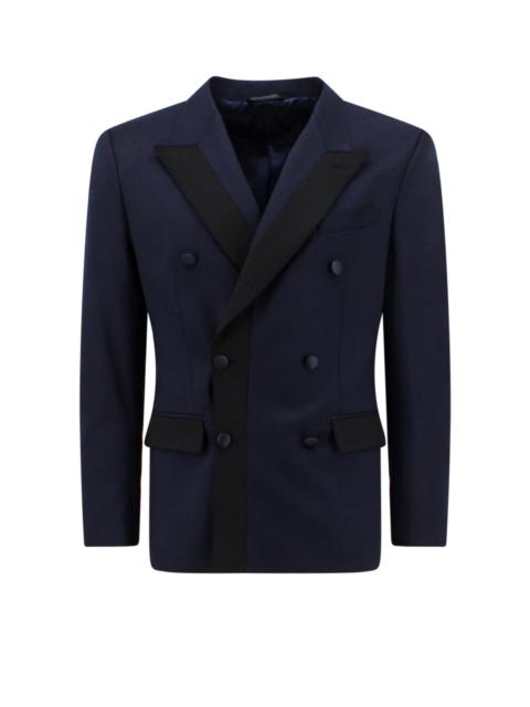 Double-breasted blazer with contrasting inserts