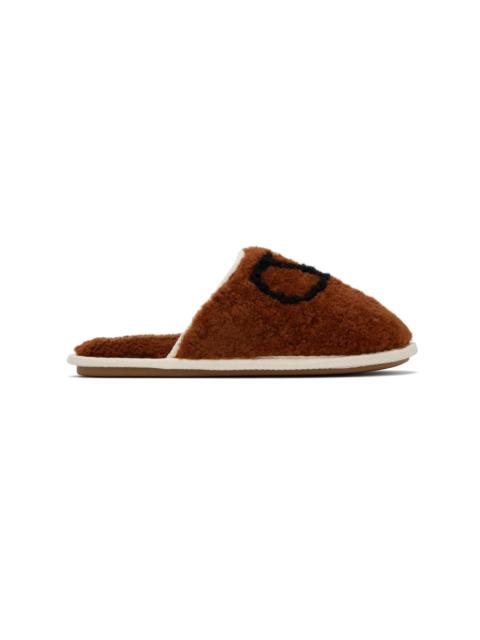 Valentino Brown Ta Chambre Wool Slippers