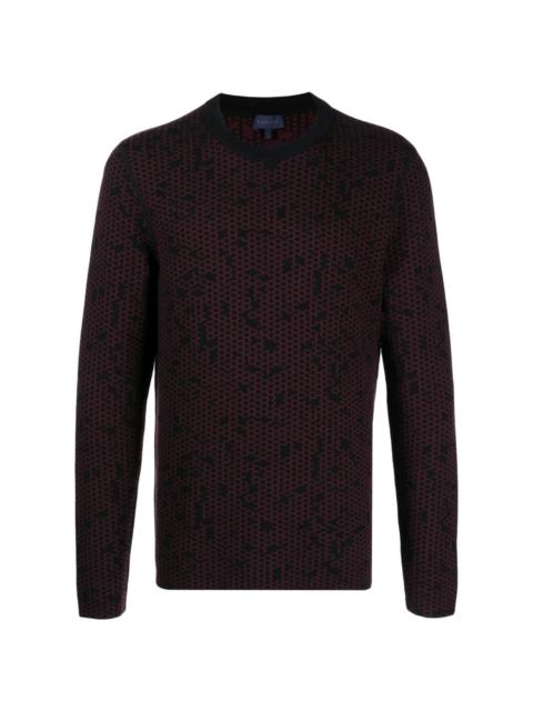 patterned intarsia-knit wool jumper