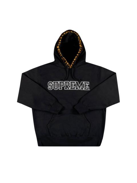 Supreme Leopard Trim Hooded Sweatshirt 'Black'