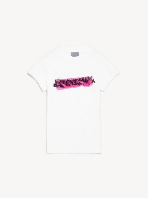 BALENCIAGA Women's Messy Spray Chopped Back T-shirt in White