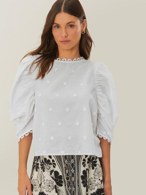 FARM RIO Off-White 3D Flowers Blouse