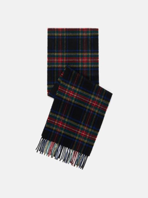 J. PRESS MADE-IN-SCOTLAND BLACK STEWART TARTAN CASHMERE MUFFLER