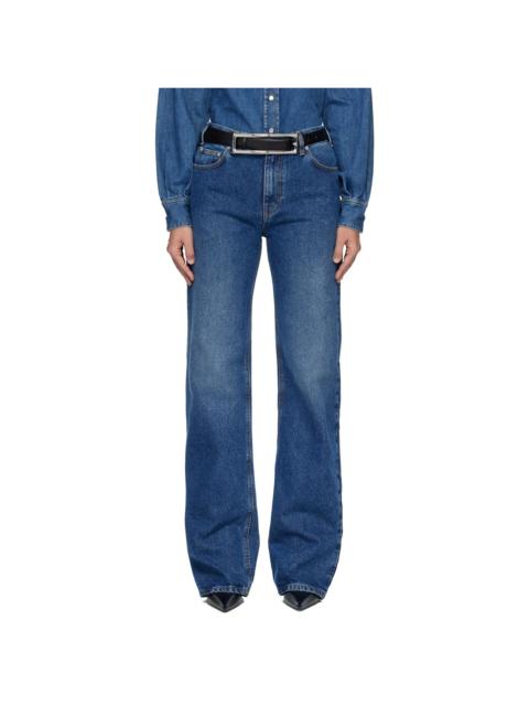 MUGLER Blue Five Pocket Straight Denim Jeans